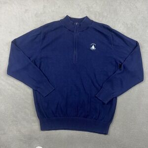 Turtleson Quarter Zip Sweater Mens Large Navy Blue Pima Cotton Golf Pullover L